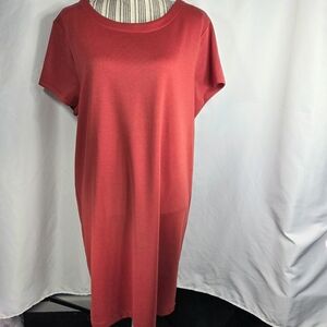 Gap Designed & Crafted Box Pleat Soli Holly Berry Red Short Sleeve Dress XLarge